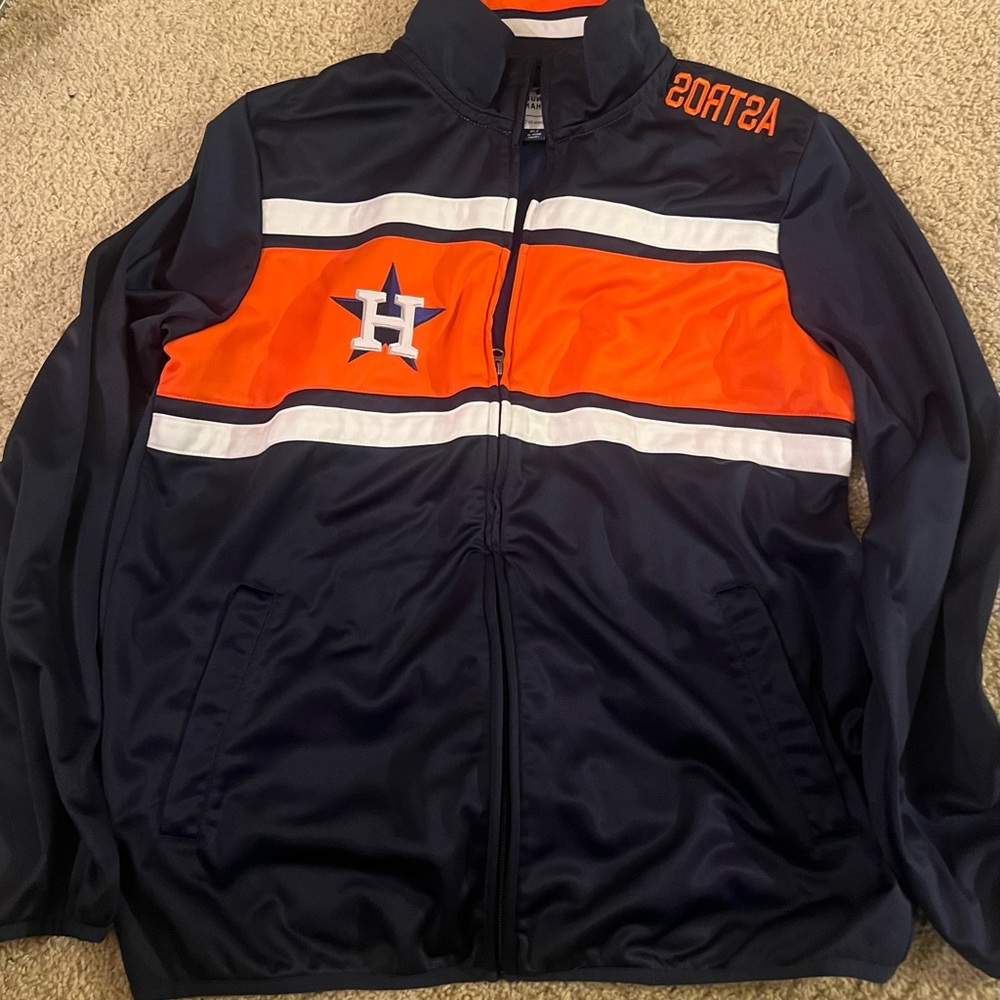 Vintage Houston Astros Navy and Orange Zip up Throwback Jacket - Picture 3 of 7